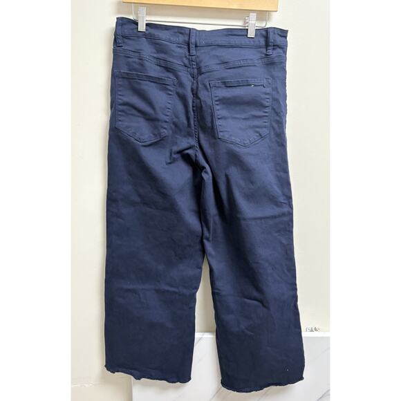 Mica Los Angeles Women’s Blue Khaki Wide Leg Crop Pants Size 30 X 26 High Rise - Picture 2 of 7